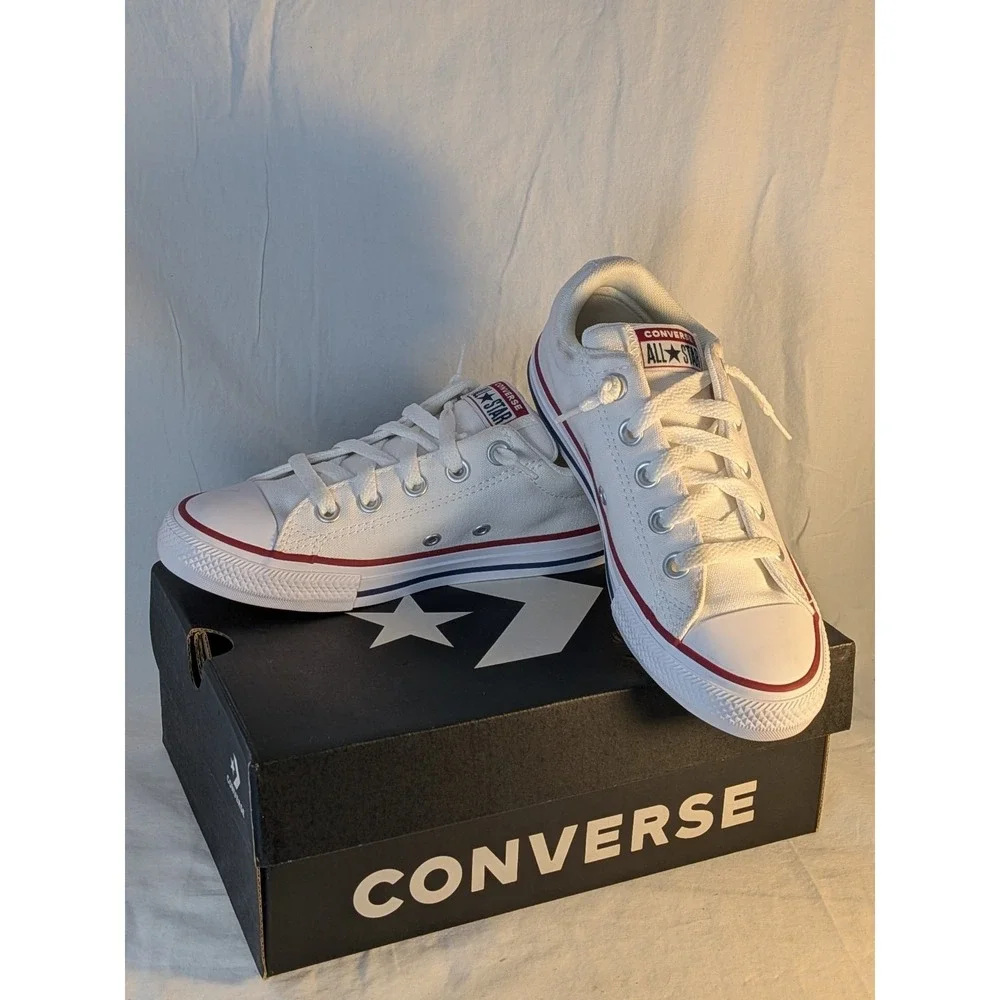 Converse All Star Youth Size 1 White Low Top Canvas Sneakers Kids Shoes NIB